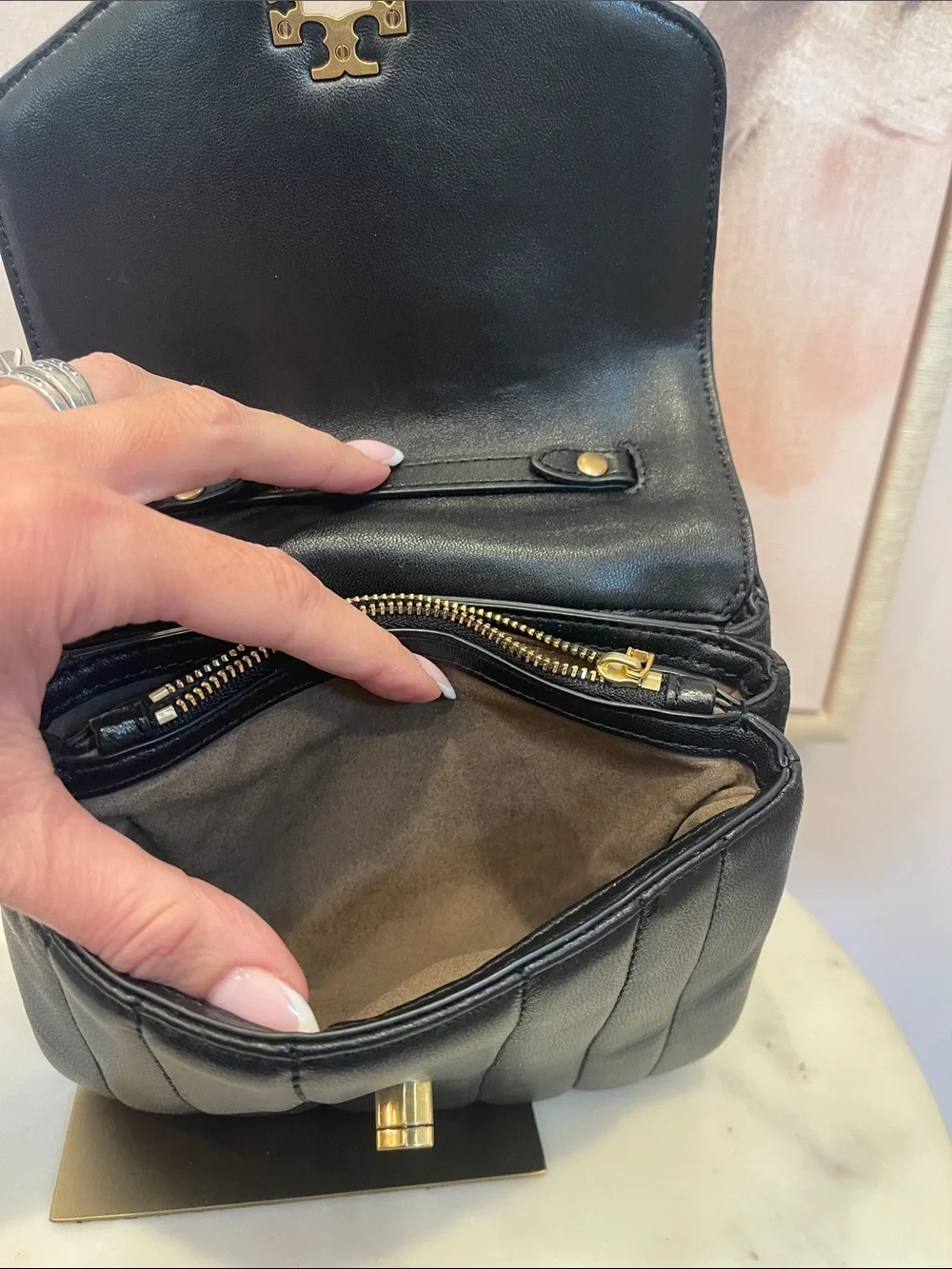 Tory Burch Black Kira Quilted Leather Crossbody
